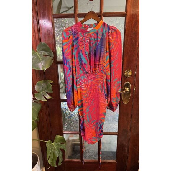 COSEL Draped Palm tree Dress high end 8 balloon sleeve VEUC - Picture 6 of 8